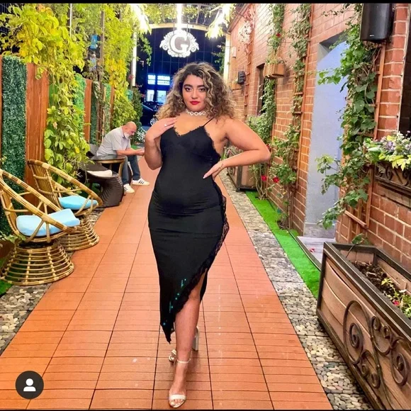 tight black dress with slit Berylove Women Beaded Little Black Dress Tight Mini Cocktail Party Dress With Slit, Black / US26W main image 1